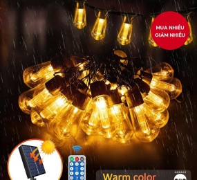 Dây Đèn Trang Trí Ngoài Trời Sử Dụng Năng Lượng Mặt Trời (Không Kèm Điều Khiển) 26ft s14 Bóng Đèn Chống Vỡ 2200k
