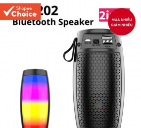 LOA KHÔNG DÂY 1202, LOA BLUETOOTH KHÔNG DÂY SUPER BASS FM RADIO CÓ ĐÈN LED RAINBOW