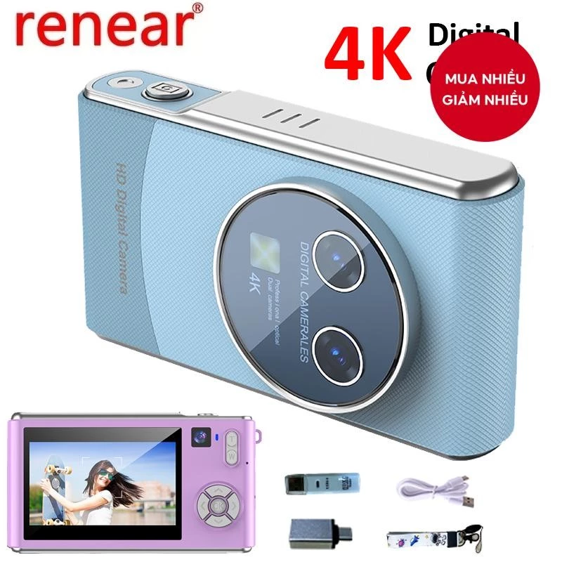 Máy Ảnh Kỹ Thuật Số HD 4K 1080P Máy Ảnh Chụp Ảnh Video Máy Quay Màn Hình 3 inch Để Chụp Ảnh Cho Trẻ Em Người Lớn - Ảnh 2