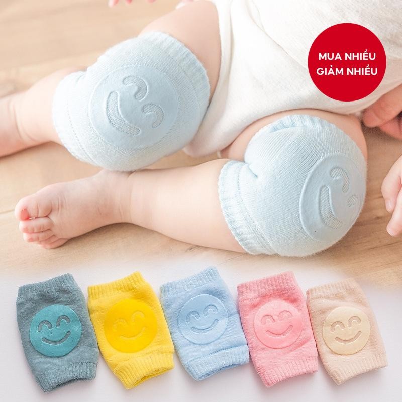 Miếng đệm đầu gối & miếng bảo vệ khuỷu tay cho bé tập bò - Thiết kế khuôn mặt cười mềm mại - Mùa hè - Ảnh 2