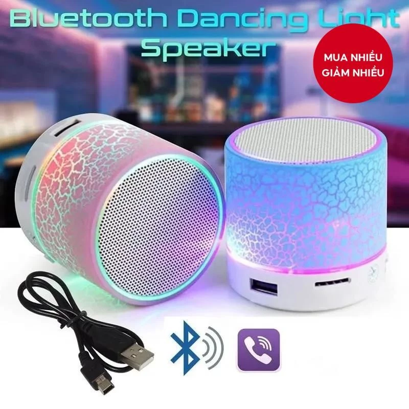 Loa Mini Bluetooth Loa Không Dây LED Nhiều Màu Sắc Thẻ TF USB Loa Siêu Trầm Di Động MP3 Âm Nhạc Cột Âm Thanh - Ảnh 2