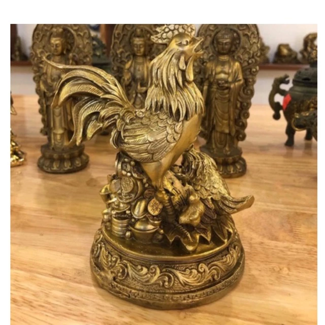 Tượng gà trống mái và đàn con bằng đồng, tượng gia đình gà hạnh phúc bằng đồng - Ảnh 3